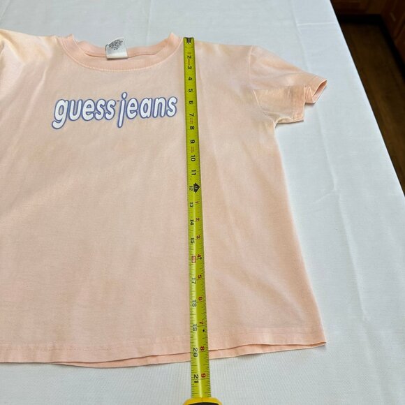 Vintage Y2K 90s Guess Womens Pink Baby Tee Size M/L Spellout Short Sleeve Top - Picture 8 of 9
